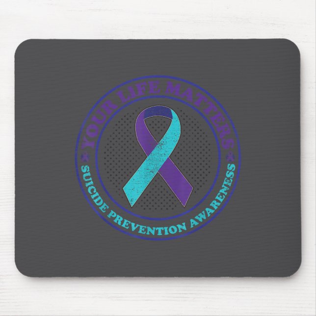 Suicide Prevention Awareness Teal &amp; Purple Rib Mouse Mat (Front)