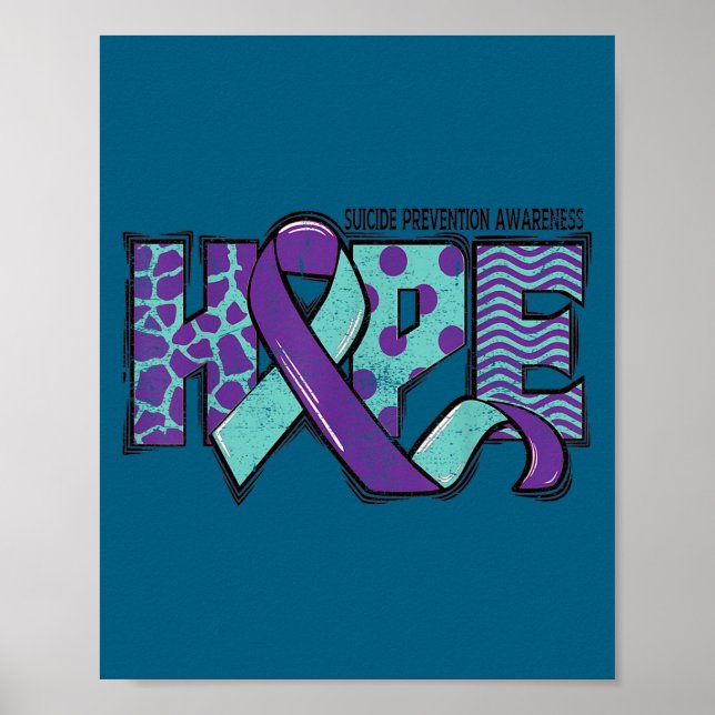 Suicide Prevention Awareness Teal &amp; Purple Rib Poster (Front)