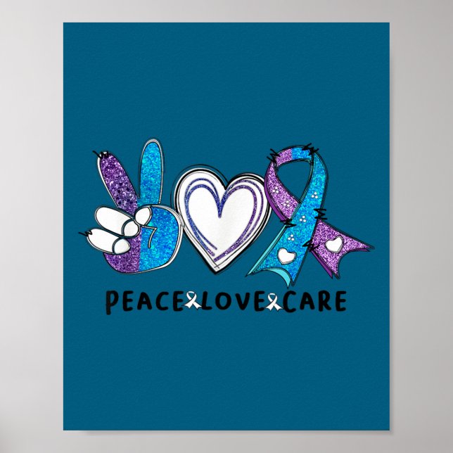Suicide Prevention Awareness Teal &amp; Purple Rib Poster (Front)