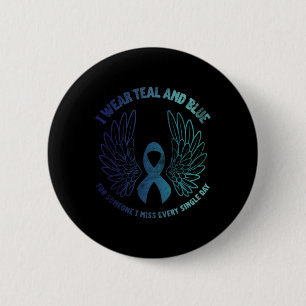 Suicide Prevention Awareness Teal And Blue Distres 6 Cm Round Badge