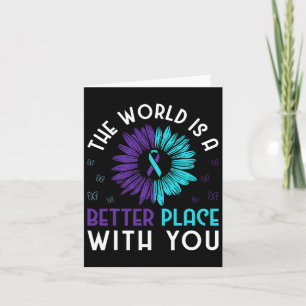 Suicide Prevention Awareness Teal And Purple Ribbo Card