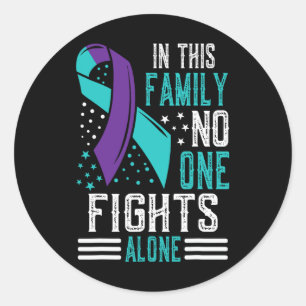 Suicide Prevention Awareness Teal And Purple Ribbo Classic Round Sticker