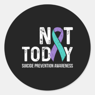 Suicide Prevention Awareness Teal And Purple Ribbo Classic Round Sticker