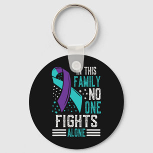 Suicide Prevention Awareness Teal And Purple Ribbo Key Ring