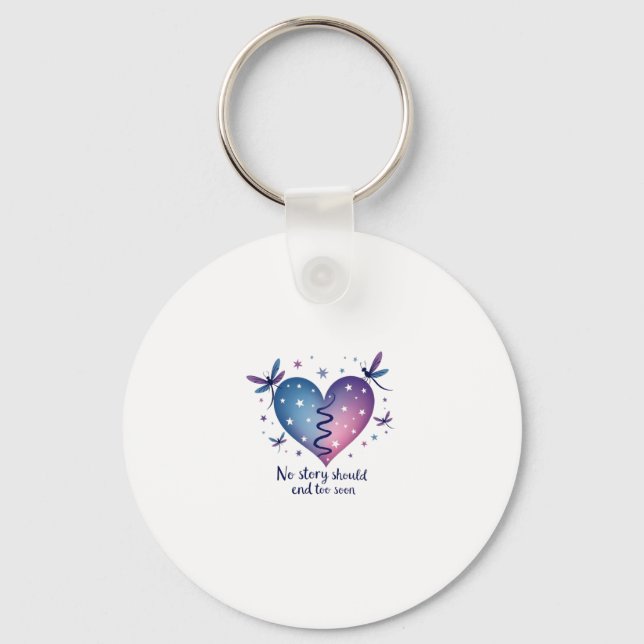 Suicide Prevention Awareness Teal Purple Heart Dra Key Ring (Front)