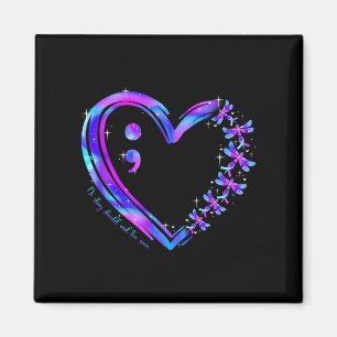 Suicide Prevention Awareness Teal Purple Heart Dra Magnet