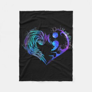 Suicide Prevention Awareness Teal Purple Heart You Fleece Blanket