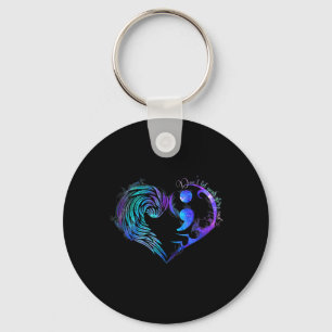 Suicide Prevention Awareness Teal Purple Heart You Key Ring