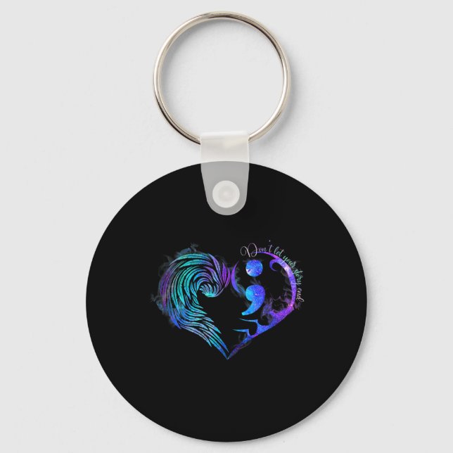Suicide Prevention Awareness Teal Purple Heart You Key Ring (Front)
