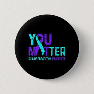 Suicide Prevention Awareness Teal Purple Ribbon 6 Cm Round Badge