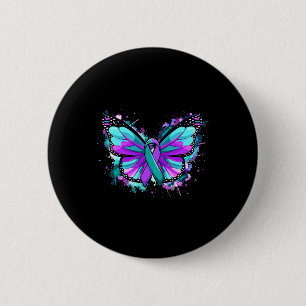 Suicide Prevention Awareness Teal Purple Ribbon Bu 6 Cm Round Badge
