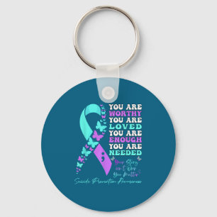 Suicide Prevention Awareness Teal Purple Ribbon Bu Key Ring