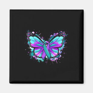 Suicide Prevention Awareness Teal Purple Ribbon Bu Magnet