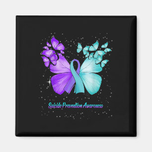 Suicide Prevention Awareness Teal Purple Ribbon Bu Magnet