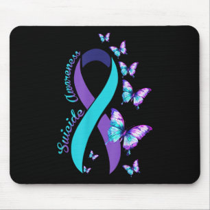 Suicide Prevention Awareness Teal Purple Ribbon Bu Mouse Mat