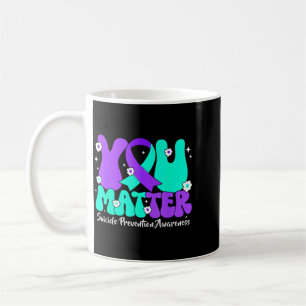 Suicide Prevention Awareness Teal Purple Ribbon Coffee Mug
