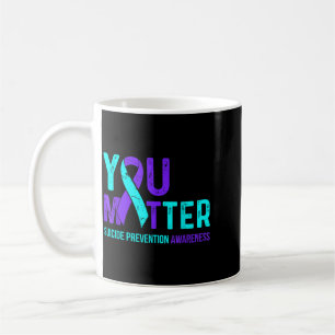 Suicide Prevention Awareness Teal Purple Ribbon Coffee Mug