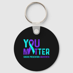 Suicide Prevention Awareness Teal Purple Ribbon Key Ring