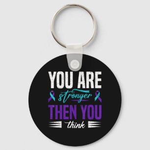 Suicide Prevention Awareness Teal Purple Ribbon Key Ring
