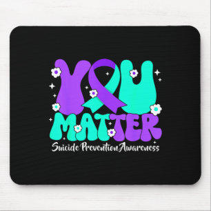 Suicide Prevention Awareness Teal Purple Ribbon Mouse Mat