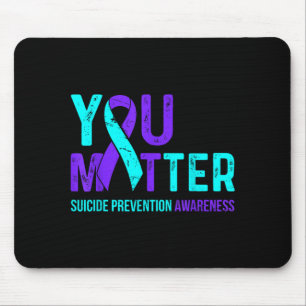 Suicide Prevention Awareness Teal Purple Ribbon Mouse Mat
