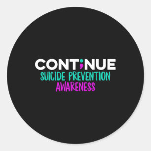 Suicide Prevention Awareness Teal Purple Ribbon Se Classic Round Sticker