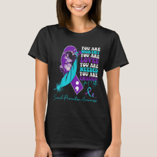 Suicide Prevention Awareness Teal Purple Ribbon Su T-Shirt