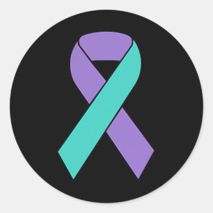 Suicide Prevention Awareness Teal Purple Ribbon Wo Classic Round Sticker