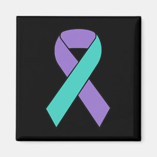 Suicide Prevention Awareness Teal Purple Ribbon Wo Magnet