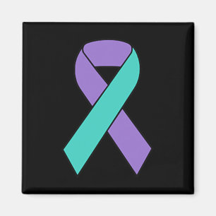 Suicide Prevention Awareness Teal Purple Ribbon Wo Magnet