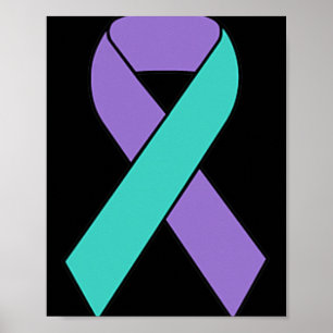 Suicide Prevention Awareness Teal Purple Ribbon Wo Poster