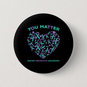 Suicide Prevention Awareness Teal Purple Ribbon Yo 6 Cm Round Badge