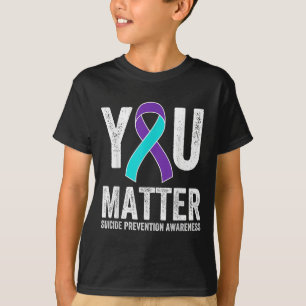 Suicide Prevention Awareness Teal Purple Ribbon Yo T-Shirt