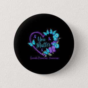 Suicide Prevention Awareness Teal Purple Ribbons Y 6 Cm Round Badge