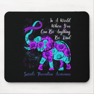 Suicide Prevention Awareness Teal Purple Sunflower Mouse Mat