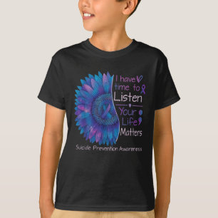 Suicide Prevention Awareness Teal Purple Sunflower T-Shirt