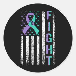 Suicide Prevention Awareness Teal Purple Usa Flag Classic Round Sticker
