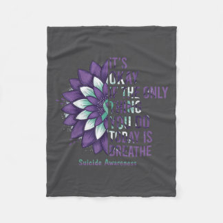 Suicide Prevention Awareness Teal Ribbon And Sunfl Fleece Blanket