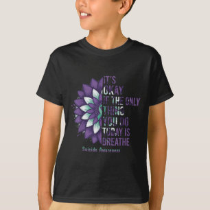 Suicide Prevention Awareness Teal Ribbon And Sunfl T-Shirt