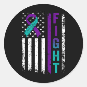 Suicide Prevention Awareness Usa American Flag Rib Classic Round Sticker
