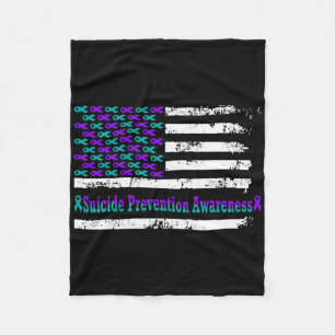 Suicide Prevention Awareness Usa Flag American Sup Fleece Blanket