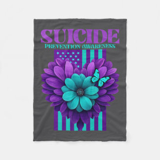 Suicide Prevention Awareness Usa Flag Premium  Fleece Blanket