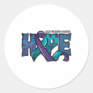 Suicide Prevention Awareness Warrior Hope Ribbon Y Classic Round Sticker