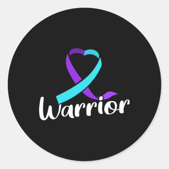 Suicide Prevention Awareness Warrior Pink And Teal Classic Round Sticker (Front)