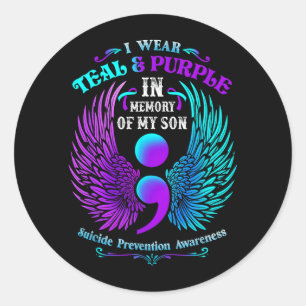 Suicide Prevention Awareness Wear Teal For Son Classic Round Sticker