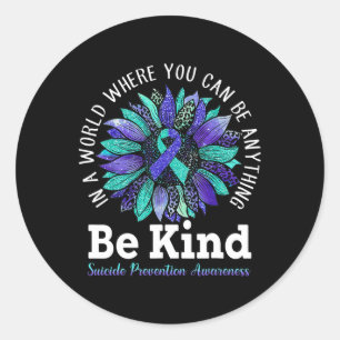 Suicide Prevention Awareness Week Be Kind Leopard  Classic Round Sticker