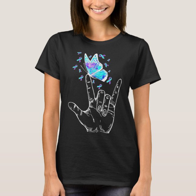 Suicide Prevention Awareness Week Butterfly Love H T-Shirt (Front)