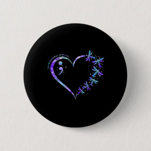 Suicide Prevention Awareness Week Heart Semicolon 6 Cm Round Badge