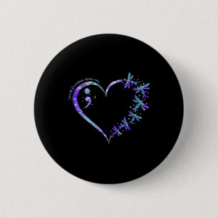 Suicide Prevention Awareness Week Heart Semicolon 6 Cm Round Badge