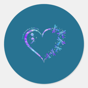Suicide Prevention Awareness Week Heart Semicolon Classic Round Sticker